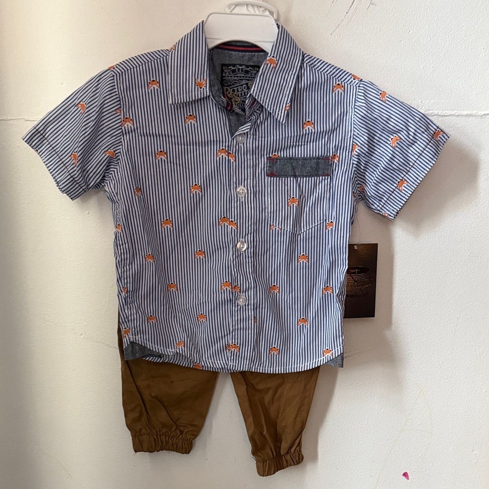 Kids Striped Blue and Orange Shirt Set